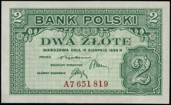 Bank Polski na emigracji, emisja 15.08.1939. 2 złote, 15.08.1939