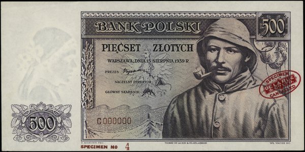 Bank Polski na emigracji, emisja 15.08.1939. 500 złotych, 15.08.1939