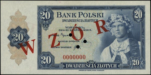 Bank Polski na emigracji, emisja 20.08.1939. 20 złotych, 20.08.1939