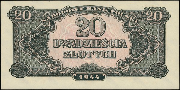 Bilety NBP emisji 1944 r., w klauzuli OBOWIĄZKOWE. 20 złotych, 1944