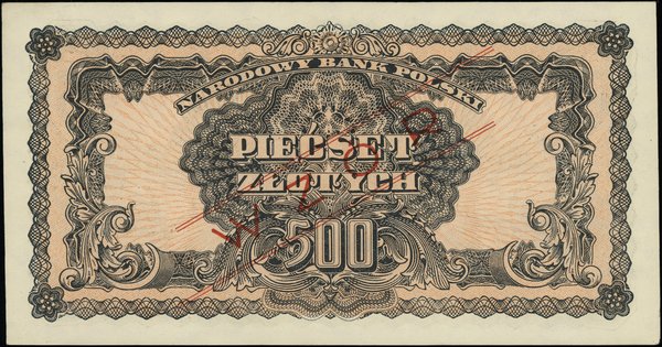 Bilety NBP emisji 1944 r., w klauzuli OBOWIĄZKOWE. 500 złotych, 1944
