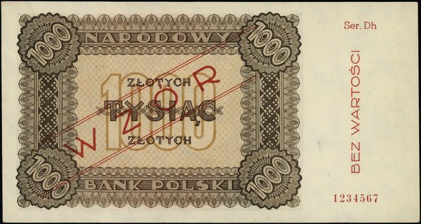 Bilety NBP emisji 1945 r.. 1.000 złotych, 1945