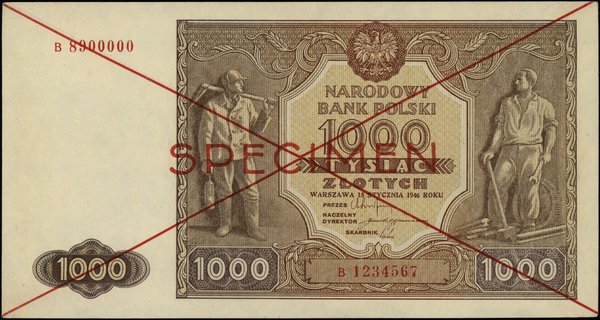Bilety NBP emisji 15.01.1946 r.. 1.000 złotych, 15.01.1946