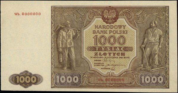 Bilety NBP emisji 15.01.1946 r.. 1.000 złotych, 15.01.1946