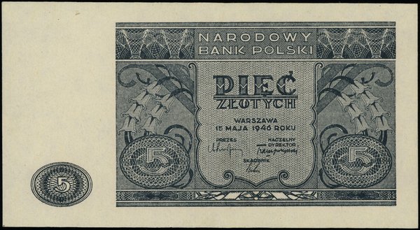 Bilety NBP emisji 15.05.1946 r.. 5 złotych, 15.05.1946