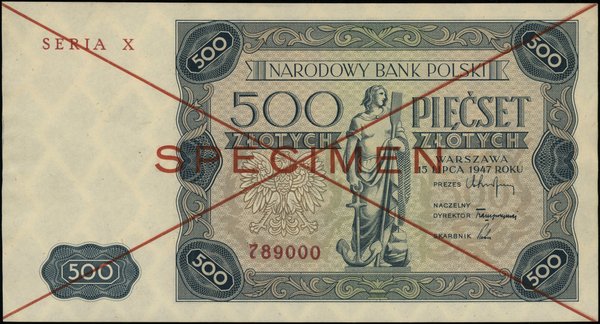 Bilety NBP emisji 15.07.1947 r. 500 złotych, 15.07.1947