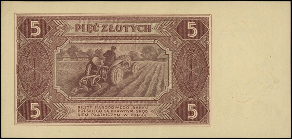 Bilety NBP emisji 1.07.1948 r.. 5 złotych, 1.07.1948