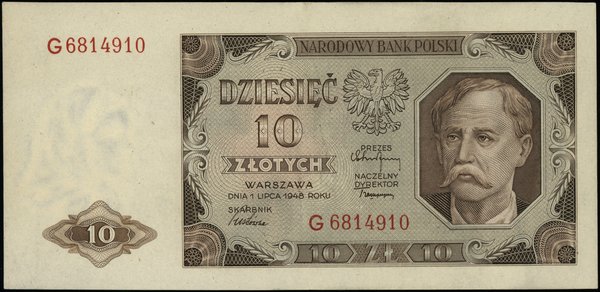Bilety NBP emisji 1.07.1948 r.. 10 złotych, 1.07.1948