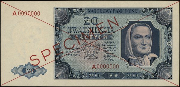 Bilety NBP emisji 1.07.1948 r.. 20 złotych, 1.07.1948