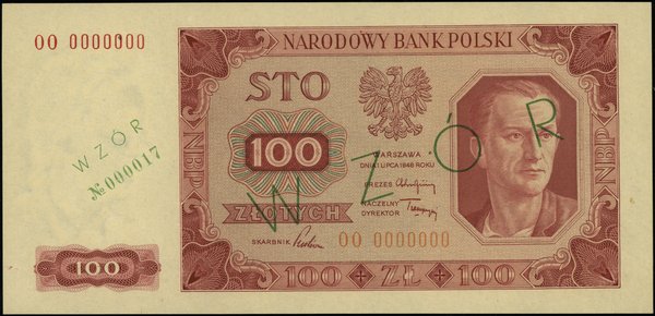 Bilety NBP emisji 1.07.1948 r.. 100 złotych, 1.07.1948