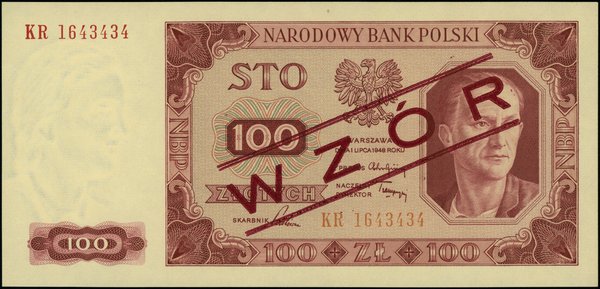 Bilety NBP emisji 1.07.1948 r.. 100 złotych, 1.07.1948