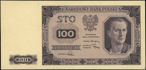 Bilety NBP emisji 1.07.1948 r.. 100 złotych, 1.07.1948