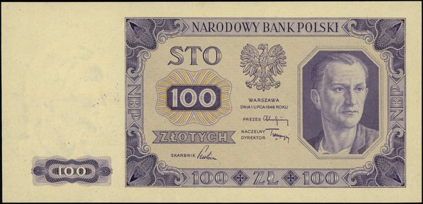Bilety NBP emisji 1.07.1948 r.. 100 złotych, 1.07.1948