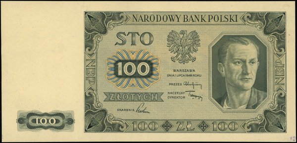 Bilety NBP emisji 1.07.1948 r.. 100 złotych, 1.07.1948