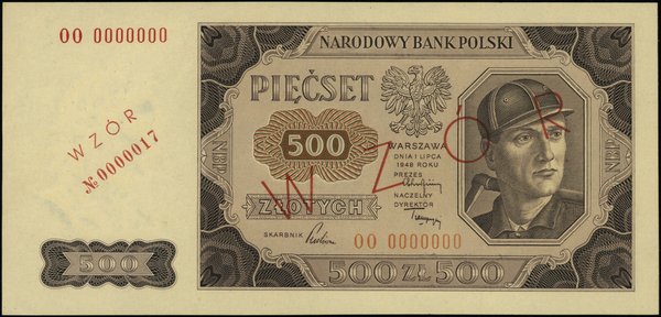 Bilety NBP emisji 1.07.1948 r.. 500 złotych, 1.07.1948
