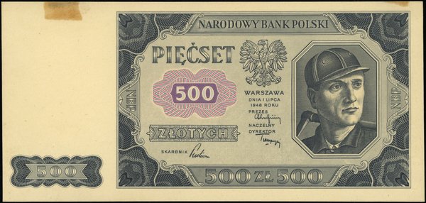 Bilety NBP emisji 1.07.1948 r.. 500 złotych, 1.07.1948