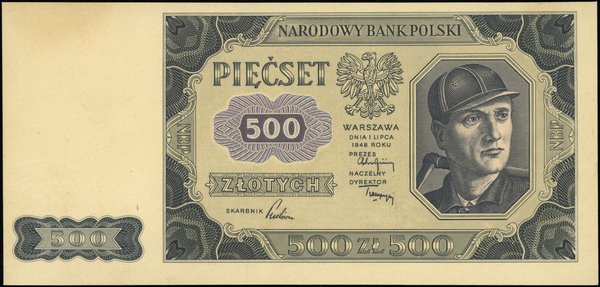 Bilety NBP emisji 1.07.1948 r.. 500 złotych, 1.07.1948
