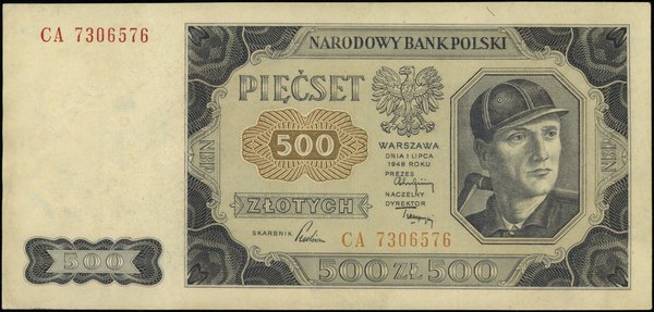 Bilety NBP emisji 1.07.1948 r.. 500 złotych, 1.07.1948
