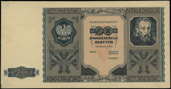 NBP, emisja projektowana 1.08.1957. 20 złotych, bez daty