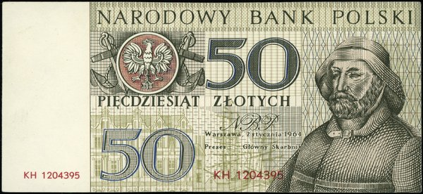 NBP, Miasta Polskie. 50 złotych, 2.01.1964