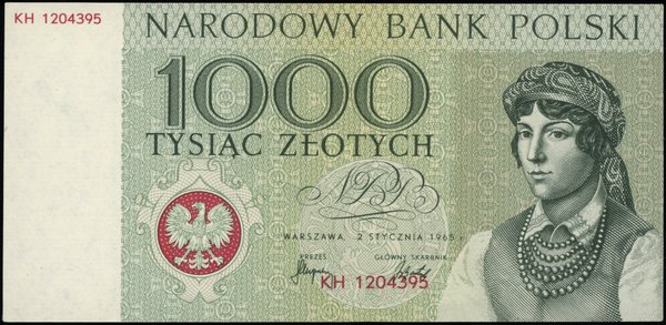 NBP, Miasta Polskie. 1.000 złotych, 2.01.1965