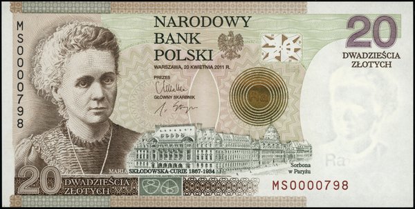 Banknoty kolekcjonerskie NBP. 20 złotych, 20.04.2011