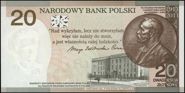 Banknoty kolekcjonerskie NBP. 20 złotych, 20.04.2011
