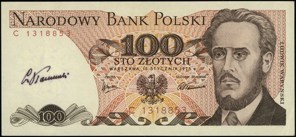 Narodowy Bank Polski, emisje z lat 1974-1989 (PRL). 100 złotych, 15.01.1975