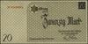 Banknoty getta w Łodzi 1940 r.. 20 marek, 15.05.1940; seria brak, numeracja 048664; Lucow 865 (R6)..