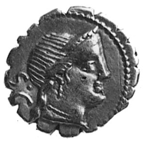 C. Naevius Balbus (79 p.n.e.), denar, Aw: Głowa 