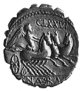 C. Naevius Balbus (79 p.n.e.), denar, Aw: Głowa 