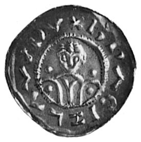Brzetysław I (1037-1055), denar, Aw: Popiersie księcia, w otoku napis, Rw: Popiersie świętego Wacława, w otoku napis,Cach 322, 0.97 g.