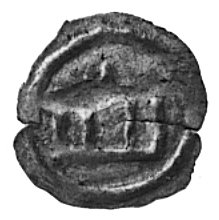 Witold (1401-1430), kopiejka, Aw: Grot włóczni, Rw: Kolumny Gedymina, 0.27 g.