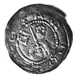 denar, Aw: Popiersie księcia z mieczem, w otoku napis: BOLEZAS, Rw: Trzej książęta za stołem, Kop.8.IV.f -rr-,Gum.92, Str.58 (ale brak tej odmiany), 0.36 g.