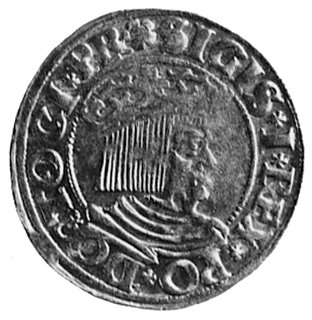 grosz 1533, Gdańsk, Aw: Popiersie i napis, Rw: Herb Gdańska i napis, Kop.I.4a, Gum.560