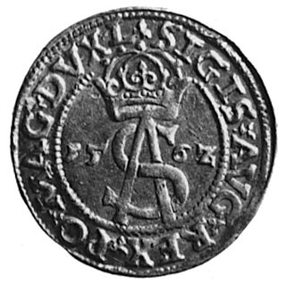 trojak 1562, Wilno, Aw: Monogram i napis, Rw: Pogoń i napis, Kop.IV, Gum.620
