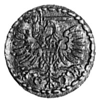 denar 1580, Gdańsk, Aw: Orzeł, Rw: Herb Gdańska,