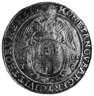 półtalar 1631, Toruń, Aw: Półpostać i napis, Rw: Herb Torunia i napis, Kop.II.l -rr-, Gum.1418, T.75