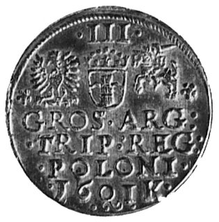 trojak 1601, Kraków, j.w., Kop.LII.2 -r-, Wal.XC