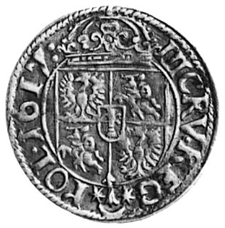 krucierz 1617, Kraków, Aw: Popiersie i napis, Rw: Tarcza herbowa i napis, Kop.I.3 -r-, Gum.982