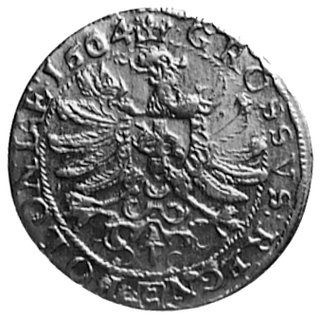 grosz 1604, Kraków, Aw: Popiersie i napis, Rw: Orzeł i napis, Kop.XIIlK.4c -r-, Gum.935