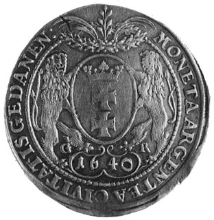 półtalar 1640, Gdańsk, Aw: Popiersie i napis, Rw: Herb Gdańska i napis, Kop.34.1.2 -rr-, H-Cz.9719 R5, T.100. monetarzadko występująca w handlu