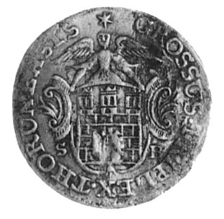 trojak 1765, Toruń, Aw: Monogram, Rw: Herb Torunia i napis, Plage 517, moneta rzadko spotykana w handlu