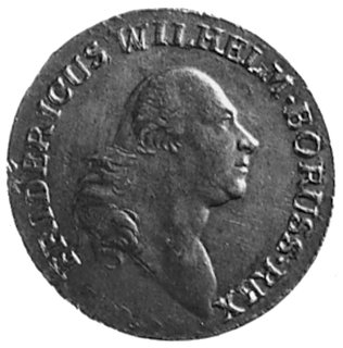 grosz 1796, Wrocław, Aw: Głowa Fryderyka Wilhelma II i napis, Rw: Tarcza herbowa i napis, Plage 23, rzadka