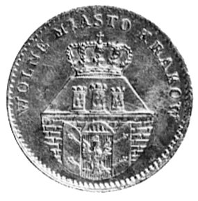 5 groszy 1835, Wiedeń, Aw: Herb Krakowa i napis, Rw: Nominał w wieńcu, moneta rzadka w tym stanie zachowania