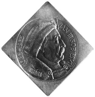 10 złotych 1933 Sobieski, klipa z napisem PRÓBA, srebro 34.6 x 34.6 mm, 28.49 g.