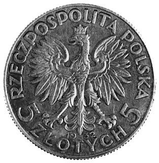 5 złotych 1932 ze znakiem mennicy z wklęsłym napisem PRÓBA na rewersie, srebro 28.0 mm, 11.05 g., nie notowanaw literaturze UNIKAT