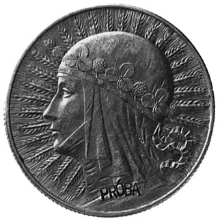 5 złotych 1932 ze znakiem mennicy z wklęsłym napisem PRÓBA na rewersie, srebro 28.0 mm, 11.05 g., nie notowanaw literaturze UNIKAT