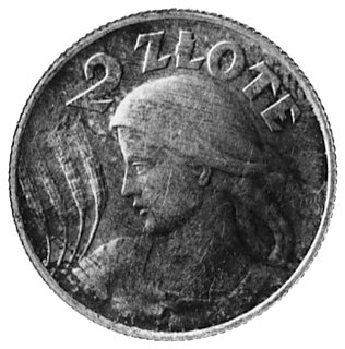 2 złote 1924 litera H, srebro 27.0 mm, 10.0 g., bita stemplem odwróconym w nakładzie 60 sztuk