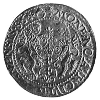 dukat 1586, Gdańsk, Aw: Popiersie i napis, Rw: H